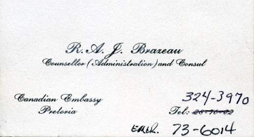 CDN Consul Adrian Brazeau's Business Card