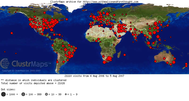 The first archived map of website hit locations